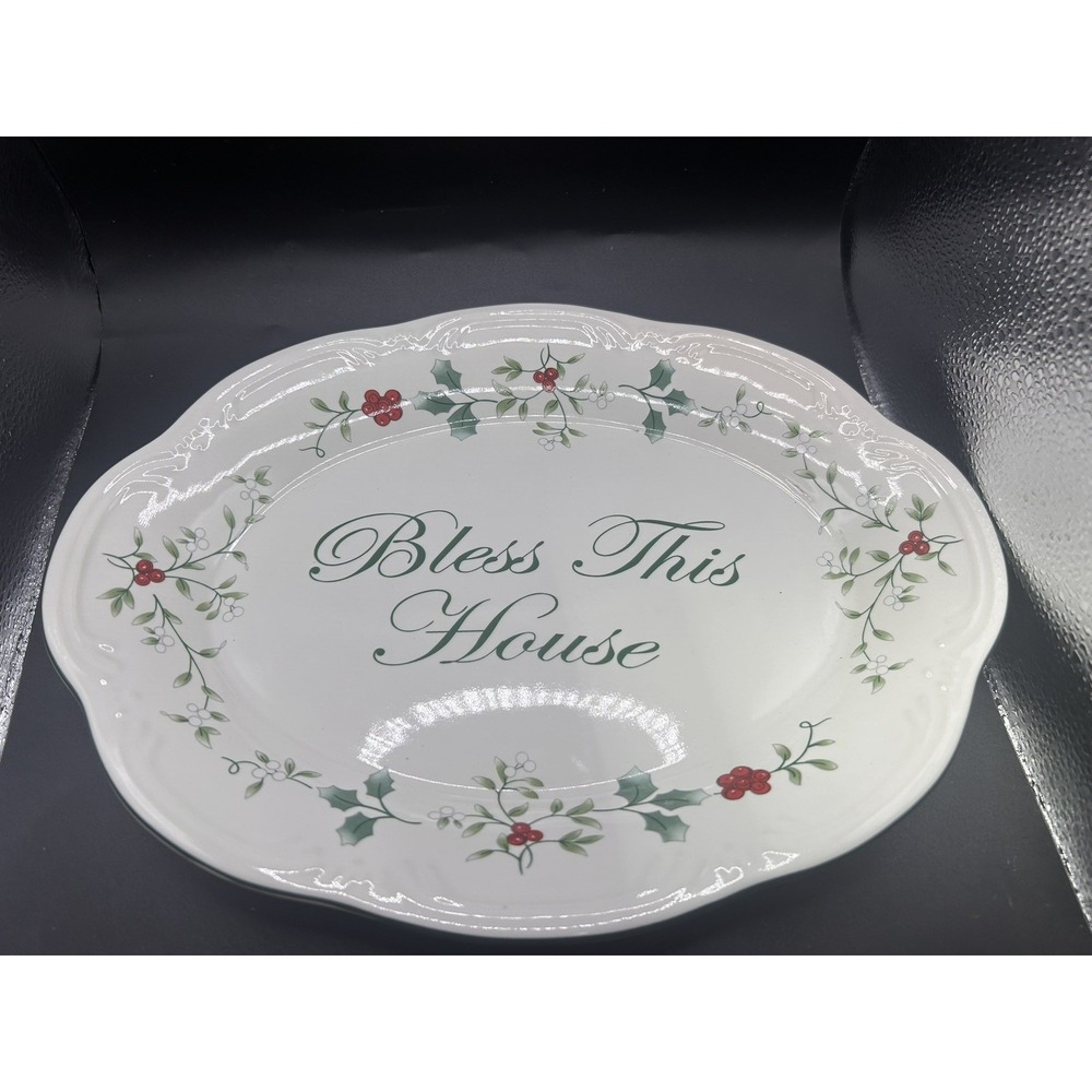 Pfaltzgraff WINTERBERRY Bless This House Plate 10" Platter Gift